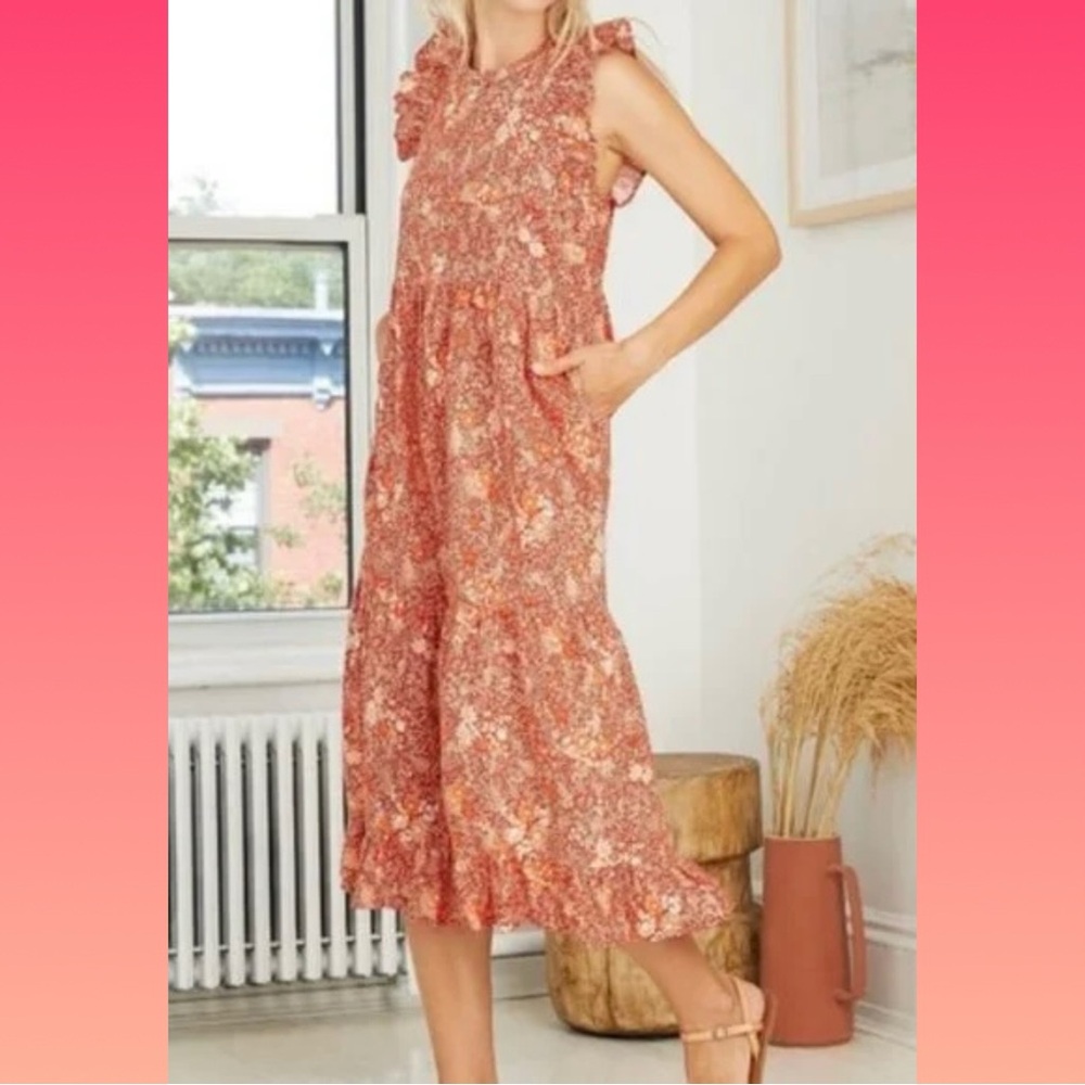 Universal Thread Orange Pink Ruffled Tiered Sundr… - image 2